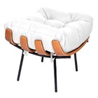 Puff Decorativo Costela Base Fixa Corano Branco - Amarena Móv