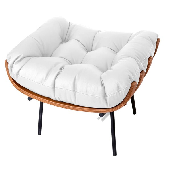 Puff Decorativo Costela Base Fixa Corano Branco - Amarena Móv