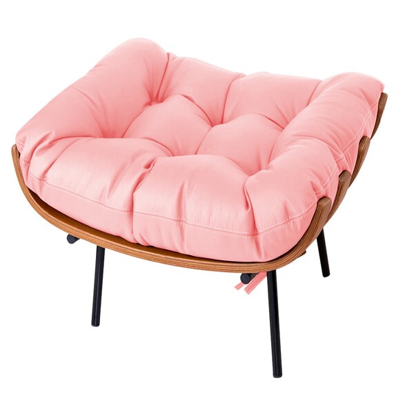 Puff Decorativo Costela Base Fixa Corano Rosa Bebê - Amarena