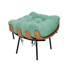 Puff Decorativo Costela Base Fixa Linho Azul Turquesa - Amare