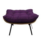 Puff Decorativo Costela Base Fixa Suede Roxo - Doce Sonho Móv