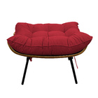 Puff Decorativo Costela Base Fixa Suede Vermelho - Amarena Mó