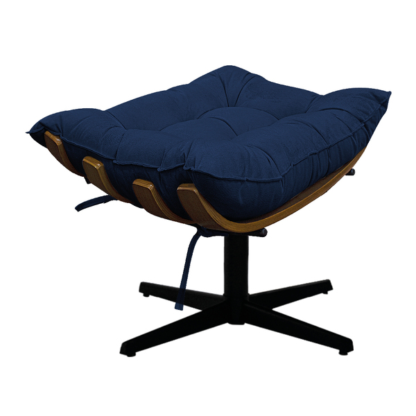 Puff Decorativo Costela Base Giratória Suede Azul Marinho - D