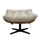 Puff Decorativo Costela Base Giratória Suede - Doce Sonho Móv