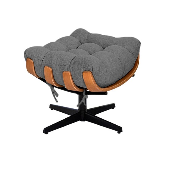 Puff Decorativo Costela Base Giratório Linho - Doce Sonho Móv