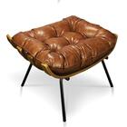 Puff Decorativo Costela Sala E Escritório Couríssimo Nozes