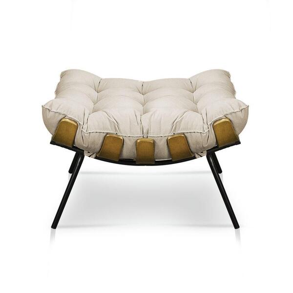 Puff Decorativo Costela Sala E Escritório Suede Bege