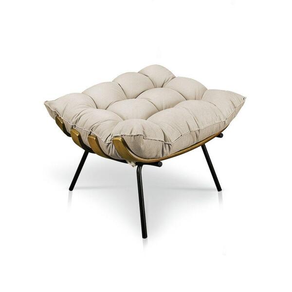 Puff Decorativo Costela Sala E Escritório Veludo Bege