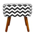 Puff Decorativo Curvo Agatha Estampado Zig Zag Preto D80 - D'