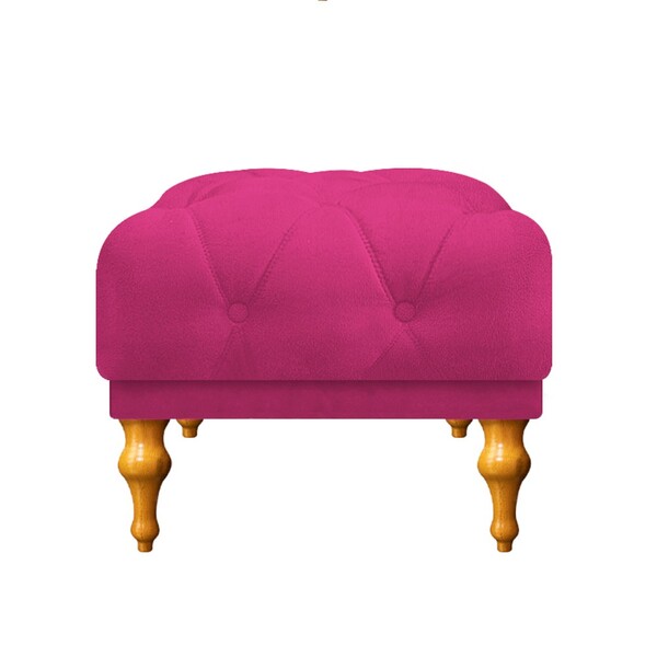 Puff Decorativo Dani Pés Provençais Suede Pink - Amarena Móve