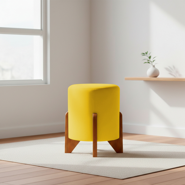 Puff Decorativo Eloah Redondo Assento Extra Para Sala Quarto