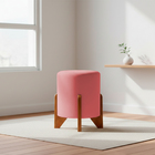 Puff Decorativo Eloah Redondo Assento Extra Para Sala Quarto