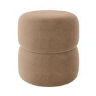 Puff Decorativo Estofado Para Sala Redondo Luna Bouclé Bege