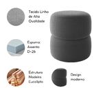 Puff Decorativo Estofado Para Sala Redondo Marí Linho Cinza