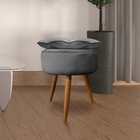 Puff Decorativo Floratta Veludo Cinza Chumbo - Star Confort