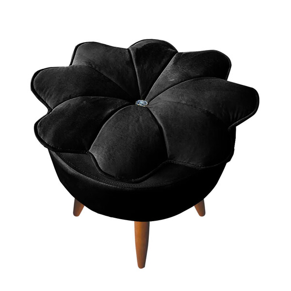 Puff Decorativo Floratta Veludo Preto - Speciale Home