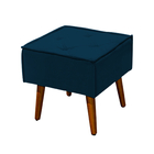 Puff Decorativo Florença Pés Palito Madeira Veludo Azul