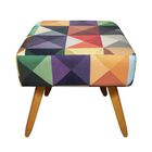 Puff Decorativo Ibiza Quadrado Estampado Triângulo Pés Palito