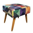 Puff Decorativo Ibiza Quadrado Estampado Triângulo Pés Palito