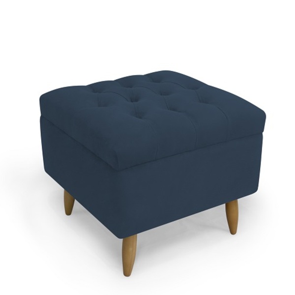 Puff Decorativo Isis Suede Azul Marinho - Meular Decorações