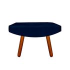 Puff Decorativo Josy Suede Azul Marinho Pés Palito Castanho D