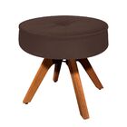 Puff Decorativo Julia Redondo Suede Marrom Base Madeira Mm35
