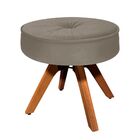 Puff Decorativo Julia Redondo Suede Marrom Rato Base Madeira