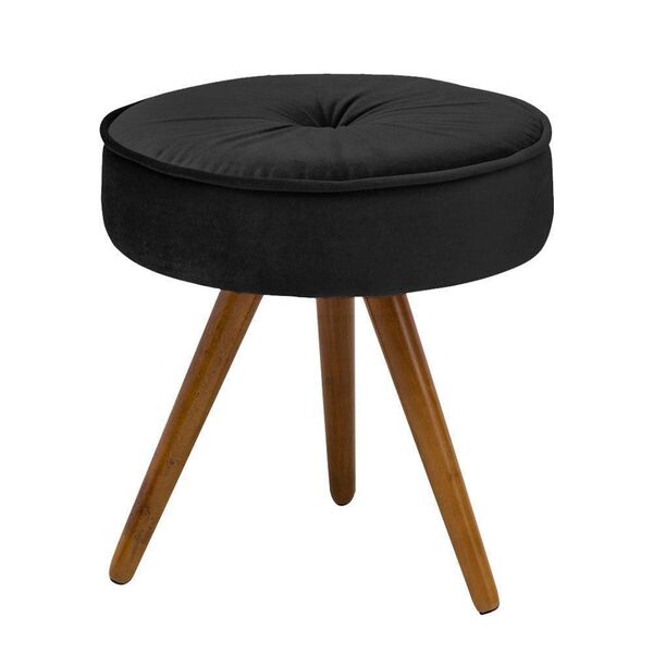 Puff Decorativo Julia Redondo Suede Preto - D'rossi