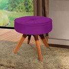 Puff Decorativo Julia Redondo Suede Roxo Com Base Giratória D