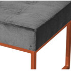 Puff Decorativo Karina Base Bronze Veludo Cinza  - Montanaris