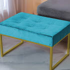 Puff Decorativo Karina Base Gold Veludo Azul Turquesa - Monta