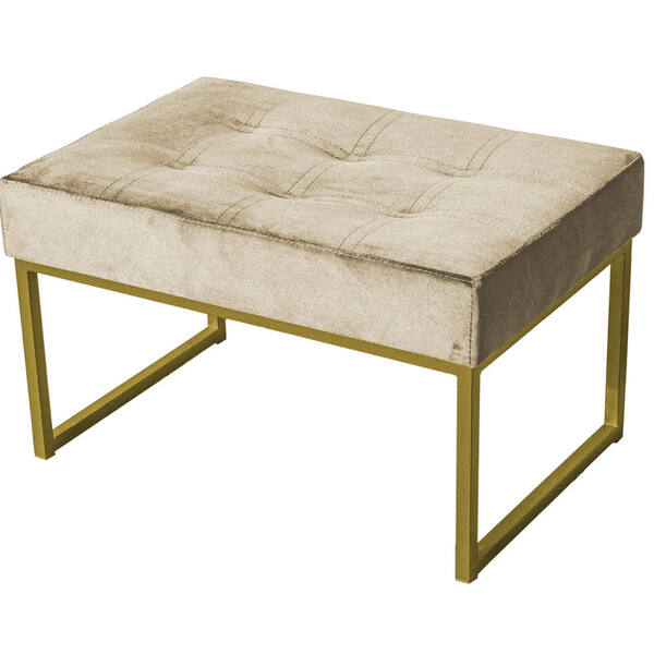 Puff Decorativo Karina Base Gold Veludo Bege - Montanaris Dec