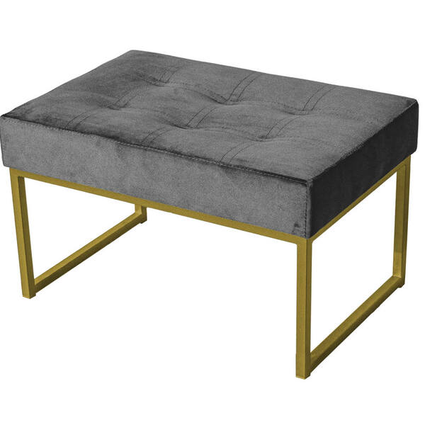 Puff Decorativo Karina Base Gold Veludo Cinza - Montanaris De