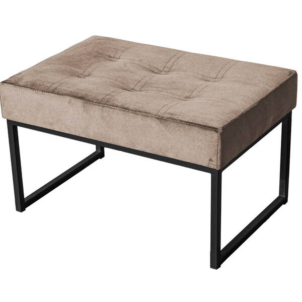 Puff Decorativo Karina Base Preta Veludo Cappuccino - Montana