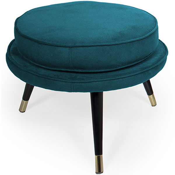 Puff Decorativo La Pétala Pés Duo Veludo Turquesa - Casaepolt