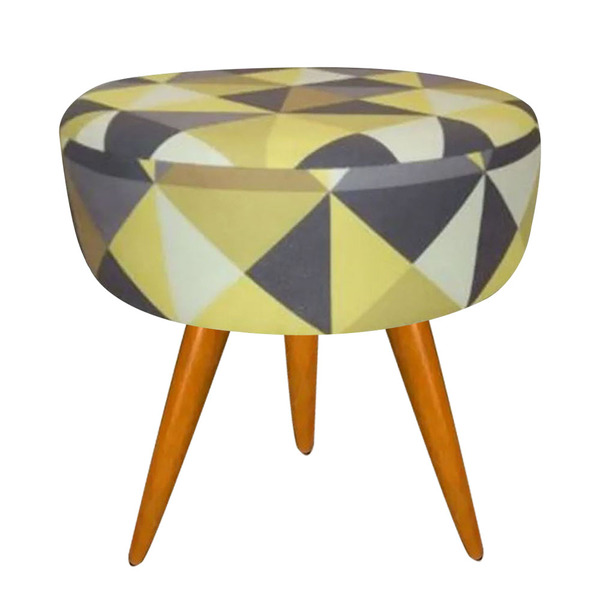 Puff Decorativo Lavinia Suede Estampado Pes Castanho - Ssx Mu