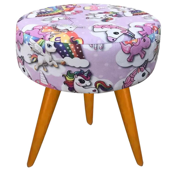 Puff Decorativo Lavinia Suede Estampado Pes Castanho - Ssx Mu