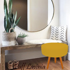 Puff Decorativo Lavinia Suede Pes Castanho - Ssx Multicoisas