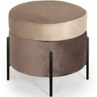 Puff Decorativo Lewis 45x45 Cm Pés Preto Veludo Marrom Claro/