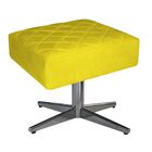 Puff Decorativo Lisa Suede Amarelo Com Base Giratória Aço  -