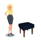 Puff Decorativo Lisa Suede Azul Marinho - Dominic Decor