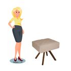 Puff Decorativo Lisa Suede Bege Com Base Giratória  - Dominic