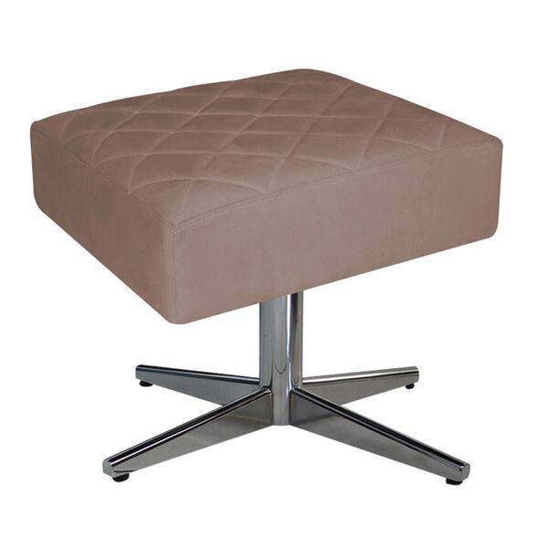 Puff Decorativo Lisa Suede Bege Rosado Com Base Giratória Aço