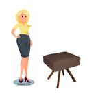 Puff Decorativo Lisa Suede Cappuccino Com Base Giratória  - D