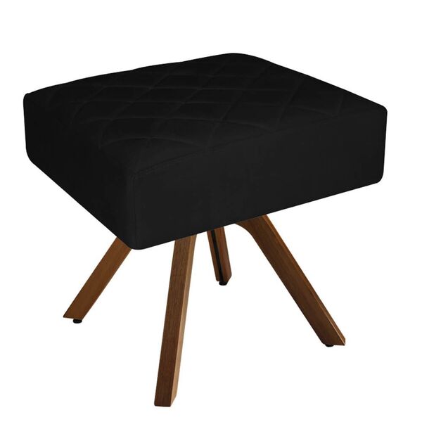 Puff Decorativo Lisa Suede Preto Com Base Giratória  - Domini