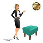 Puff Decorativo Livia Pés Chanfrado Suede Azul Turquesa – D'r