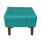 Puff Decorativo Livia Pés Chanfrado Suede Azul Turquesa – D'r