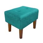 Puff Decorativo Livia Pés Chanfrado Suede Azul Turquesa – D'r