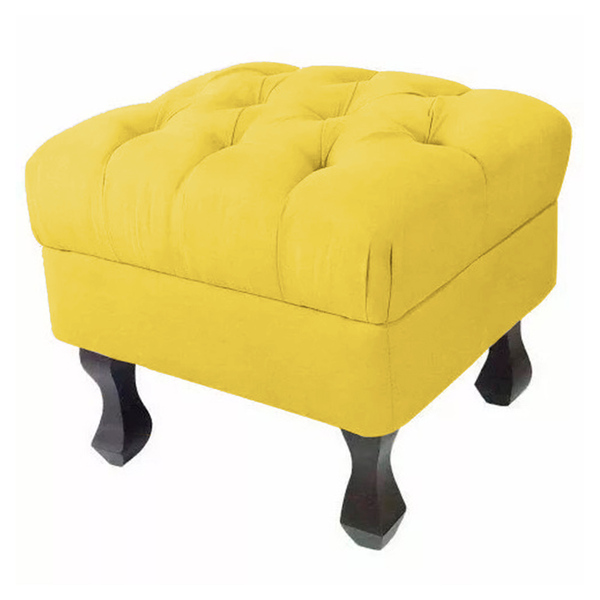 Puff Decorativo Luiz Xv Veludo Amarelo - Montanaris Decor