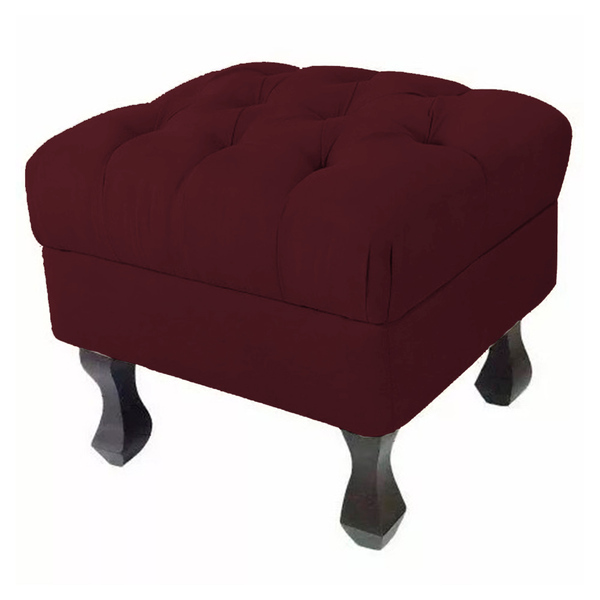 Puff Decorativo Luiz Xv Veludo Bordo - Montanaris Decor